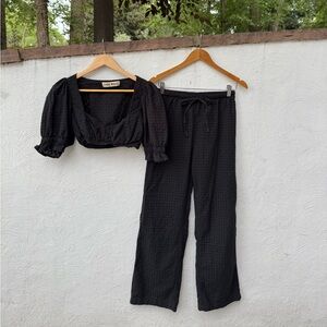 Lykke Wullf Penny Top and pant set black eyelet